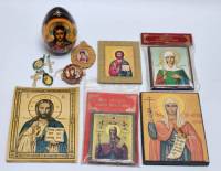 Набор иконы 6 шт крестики 2 шт образа 3 шт Пасхальное яйцо деревянное