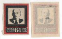 1924-02 Марка СССР 6 коп Без перф Узкая рамка 20х25мм  Памяти В. Ленина Траурный выпуск II O
