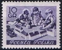(1953-044) Марка Польша "Дети в игровой"   Воспитание детей II Θ