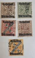 --  Набор марок Вюртемберг 5 шт.  Гашёные , II Θ