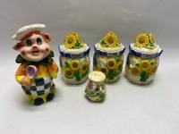 Набор керамики 5 предметов, ваза, емкости для специй