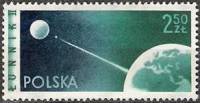 (1959-043) Марка Польша "Луна-2" Перф греб 12½   Спутники III Θ