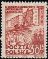 (1952-026) Марка Польша "Строительство дома (Красно-коричневая)"   Шестилетний план III Θ