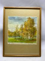 Картина в раме акварель Начало октября