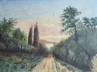 Картина Летний пейзаж лесная дорога (масло) на подрамнике