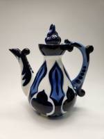 Кувшин графин с крышечкой (доливной чайник) фарфор Кисловодск кобальт 