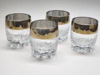 Стаканы бокалы дя виски хрусталь алмазная грань позолота 4 штуки