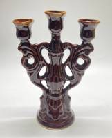 Подсвечник канделябр на 3 свечи, обливная керамика