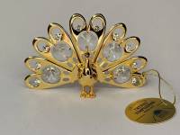 Сувенир Павлин Жар-птица 9,5х6 см  металл покрытие золото 24 к. кристаллы Сваровски США  новый