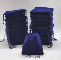 Мешочки для украшений Ppreciosa, подарков 12х10 см бархат синие плотные 38 штук 