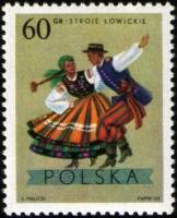 (1969-055) Марка Польша "Лович, Лодзь"   Национальная одежда II O