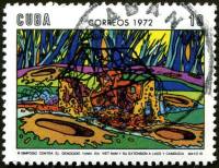 (1972-029) Марка Куба "Разбомбленный дом"    Конференция против войны во Вьетнаме III O