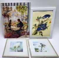 Постеры Кафе Птицы Цветы в рамах ИКЕА Clips 4 штуки