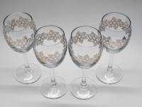 Бокалы фужеры 4 шт Снежинки хрусталь СССР высота 18 см