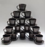 Кофейные чайные пары 15 штук Икеа Икея Ikea чашки блюдца керамика коричневые