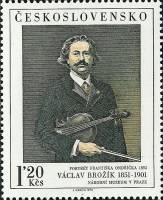 (1974-056) Марка Чехословакия "Скрипач Ф, Ондрицек"    Произведения искусства из национальных галере