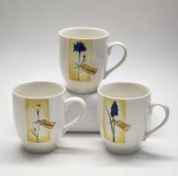 Чашки кружки чайные 3 штуки фарфор цветы ботаника