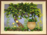 Настенное панно "Родник" с электрическим фонтаном, пластик, камни, дерево (см. фото)