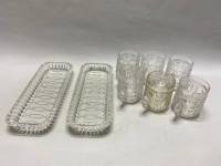 Селедочница 2 шт и 6 куружек, хрусталь