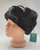Шапка ушанка овчина кожа натуральн мех черная Труд 1977 г СССР новая с этикеткой и пломбой 58 разм