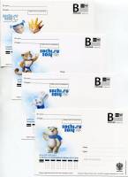 2012-год Набор почтовых карточек Россия XXII Зимняя Олимпиада Сочи 2014  4 шт ,  Без гашения