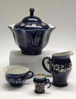 Ваза сахарница с крышкой молочник 2 кофейные чашки кобальт Возрождение Бронницы Вербидки 4 предмета