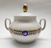 Сахарница Красный фарфорист СССР высота 13 см