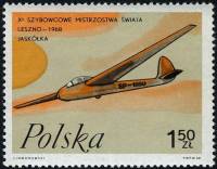 (1968-029) Марка Польша "Тип 'Ласточка'"   11-й Чемпионат мира планеристов I Θ