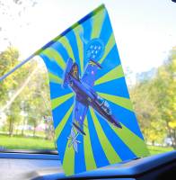 Флаг Россия "Пилотажная группа Русь " 15х23 см на палочке 