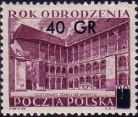 (1956-018) Марка Польша "Надпечатка 40гр на марке 1953-032"   Эпоха Возрождения III Θ