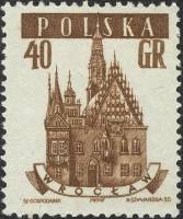 (1958-003-1) Марка Польша "Врослав (перф. греб. 12½:12¾)"   Старые ратуши (Стандартный выпуск) II Θ