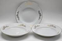 Тарелки суповые 3 шт фарфор позолота Япония KJ Japan винтаж