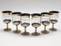 Рюмки СССР 6 шт стекло гравировка золочение высота 8 см