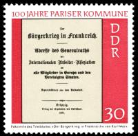 (1971-029) Марка Германия (ГДР) "Заголовок газеты"    Парижская коммуна III O