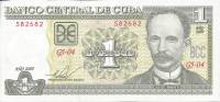 Банкнота Куба 2009 год 1 песо Хосе Марти   UNC