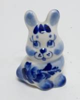 Фарфоровый сувенир "Заяц", гжель (сост. на фото)