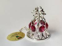 Сувенир Колокольчик 7*4 см  металл серебрение кристаллы Сваровски США  новый