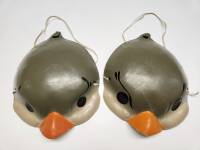 Маски новогодние карнавальные детские Птицы картон папье-маше СССР винтаж 2 штуки