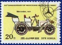 (1986-027) Марка Северная Корея "Мерседес, 1901"   60 лет Mercedes-Benz III Θ