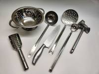 Набор кухонных принадежностей сито половник шумовка молоток нож нерж сталь алюминий 7 предметов