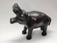 Статуэтка Бегемот папье маше и натуральная кожа 25 см (сост. на фото)