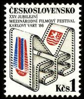 (1986-012) Марка Чехословакия "Кинопленка"    Международный кинофестиваль в Карловых Варах II Θ