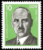 (1976-002) Марка Германия (ГДР) "Георг Шуман"    Деятели Рабочего движения III Θ