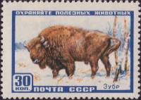 1957-033 Марка СССР Зубр   Фауна III Θ