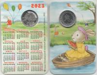 2023 спмд Жетон Россия 2022 год Год кролика  Гознак Медь-Никель  Буклет-календарь