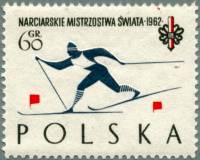 (1962-007) Марка Польша "Беговые лыжи"   Чемпионат мира по лыжным гонкам. Закопане №1 III Θ