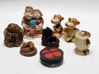 Фигурки обезьянки нэцке Змея Будда обереги карманная пепельница Мальборо (8 предметов)