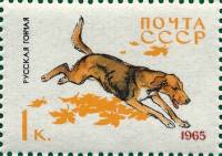 1965-009 Марка СССР Русская гончая   Служебные и охотничьи собаки III O