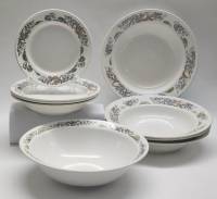 Тарелки 8 штук + Салатник ЗиК Конаково Снегири фарфор СССР столовые десертные суповые