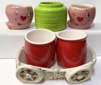 Набор керамики 6 предметов подставка + 4 горшка + 1 банка